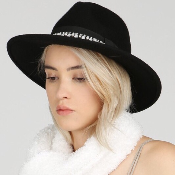 🍁POL Leaf Detail Wide Brim Fedora Hat - Picture 3 of 6